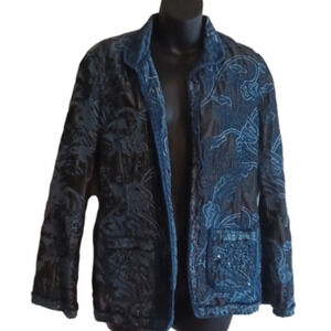 Retro blue tapestry look blazer by Yak Msgik. Medium.Good used condition.